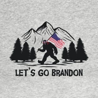 Lets Go Brandon Bigfoot US American Flag Camping T-Shirt